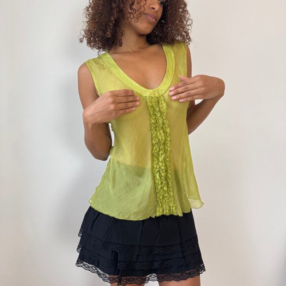 Vintage Italian Sheer Silk Ruffle Tank (M) - Picture 5 of 9